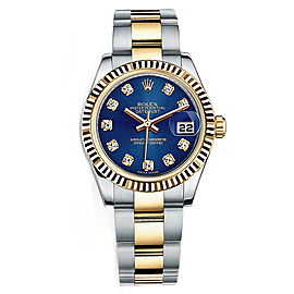 Rolex New Style Datejust Midsize Two Tone Fluted Bezel & Diamond Dial on Oyster Bracelet