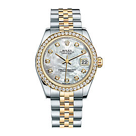 Rolex New Style Datejust Midsize Two Tone Custom Diamond Bezel & Diamond Dial on Jubilee Bracelet