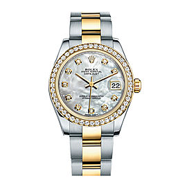 Rolex New Style Datejust Midsize Two Tone Custom Diamond Bezel & Diamond Dial on Oyster Bracelet