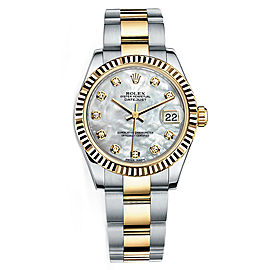 Rolex New Style Datejust Midsize Two Tone Fluted Bezel & Diamond Dial on Oyster Bracelet