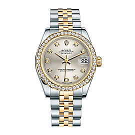 Rolex New Style Datejust Midsize Two Tone Custom Diamond Bezel & Diamond Dial on Jubilee Bracelet