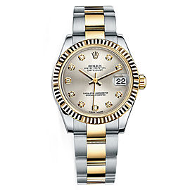 Rolex New Style Datejust Midsize Two Tone Fluted Bezel & Diamond Dial on Oyster Bracelet