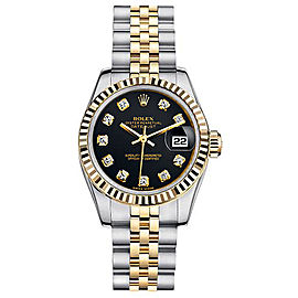 Rolex Women's New Style Two-Tone Datejust with Custom Black Diamond Dial