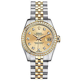 Rolex Women's New Style Two-Tone Datejust with Custom Diamond Bezel and Champagne Diamond Dial