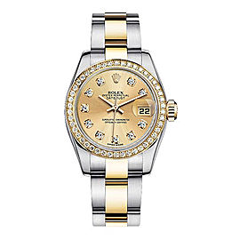 Rolex Women's New Style Two-Tone Datejust with Custom Champagne Diamond Dial on Oyster Band