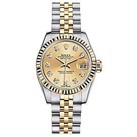 Rolex Women's New Style Two-Tone Datejust with Custom Champagne Diamond Dial