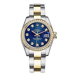 Rolex Women's New Style Two-Tone Datejust with Custom Blue Diamond Dial on Oyster Band