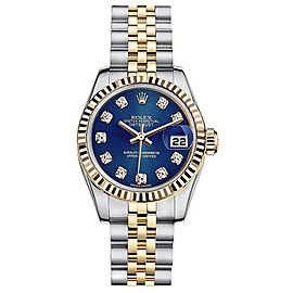 Rolex Women's New Style Two-Tone Datejust with Custom Blue Diamond Dial