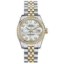 Rolex Women's New Style Two-Tone Datejust with Custom Diamond Bezel and Mother of Pearl Diamond Dial