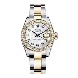 Rolex Women's New Style Two-Tone Datejust with Custom Mother of Pearl Diamond Dial on Oyster Band