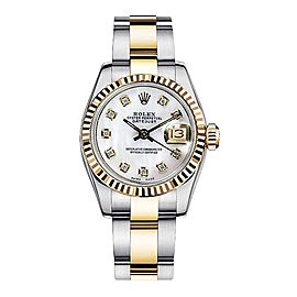 Rolex Women's New Style Two-Tone Datejust with Custom Mother of Pearl Diamond Dial and Bezel on Oyster Band