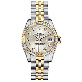 Rolex Women's New Style Two-Tone Datejust with Custom Diamond Bezel and Silver Diamond Dial