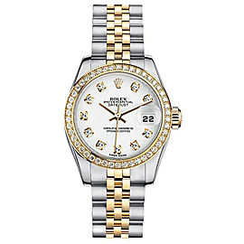 Rolex Women's New Style Two-Tone Datejust with Custom Diamond Bezel and White Diamond Dial