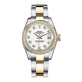 Rolex Women's New Style Two-Tone Datejust with Custom White Diamond Dial on Oyster Band