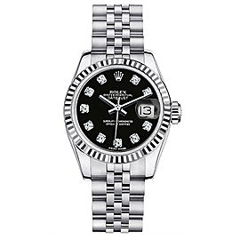 Rolex Women's New Style Steel Datejust with Custom Black Diamond Dial