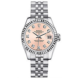 Rolex Women's New Style Steel Datejust with Custom Pink Diamond Dial