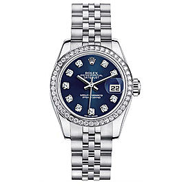 Rolex Women's New Style Steel Datejust with Custom Diamond Bezel and Blue Diamond Dial