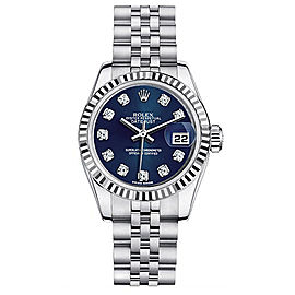 Rolex Women's New Style Steel Datejust with Custom Blue Diamond Dial