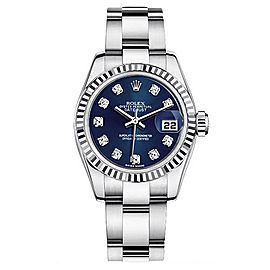 Rolex Women's New Style Steel Datejust Oyster Band with Blue Diamond Dial