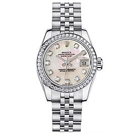 Rolex Women's New Style Steel Datejust with Custom Diamond Bezel and Mother of Pearl Diamond Dial