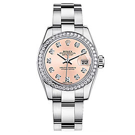 Rolex Women's New Style Steel Datejust Oyster Band with Custom Diamond Bezel and Pink Diamond Dial