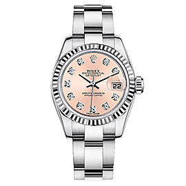 Rolex Women's New Style Steel Datejust Oyster Band with Pink Diamond Dial