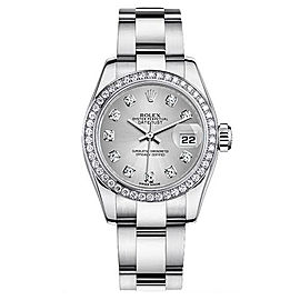 Rolex Women's New Style Steel Datejust Oyster Band with Custom Diamond Bezel and Silver Diamond Dial