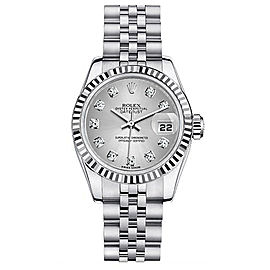 Rolex Women's New Style Steel Datejust with Custom Silver Diamonds Dial