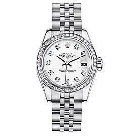 Rolex Women's New Style Steel Datejust with Custom Diamond Bezel and White Diamond Dial