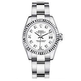 Rolex Women's New Style Steel Datejust Oyster Band with White Diamond Dial