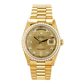 Rolex Men's President Yellow Gold Custom Diamond Bezel & Champagne Diamond Dial