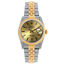 Rolex Women's Datejust Midsize Two Tone Fluted Champagne Index Dial