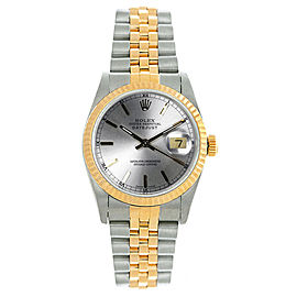 Rolex Women's Datejust Midsize Two Tone Fluted Silver Index Dial