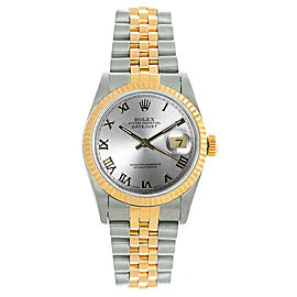 Rolex Women's Datejust Midsize Two Tone Fluted Silver Roman Dial