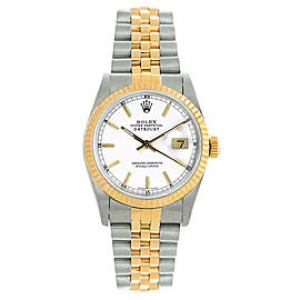 Rolex Women's Datejust Midsize Two Tone Fluted White Index Dial