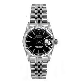 Rolex Women's Datejust Midsize Stainless Steel Black Index Dial