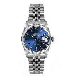 Rolex Women's Datejust Midsize Stainless Steel Blue Index Dial