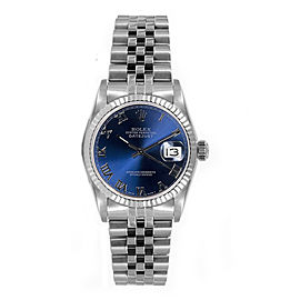 Rolex Women's Datejust Midsize Stainless Steel Blue Roman Dial