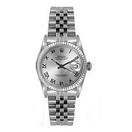 Rolex Women's Datejust Midsize Stainless Steel Silver Roman Dial