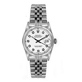 Rolex Women's Datejust Midsize Stainless Steel Custom White Diamond Dial