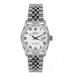 Rolex Women's Datejust Midsize Stainless Steel White Roman Dial