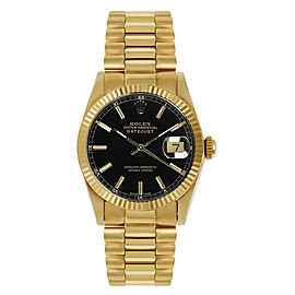 Rolex Women's President Midsize Fluted Black Index Dial