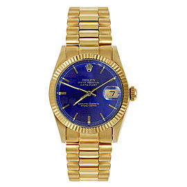 Rolex Women's President Midsize Fluted Blue Index Dial