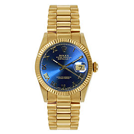 Rolex Women's President Midsize Fluted Blue Roman Dial