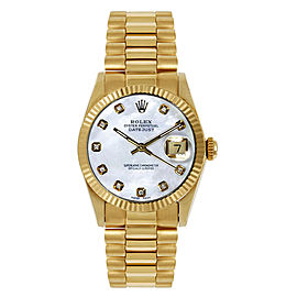 Rolex Women's President Midsize Fluted Custom Mother of Pearl Dial