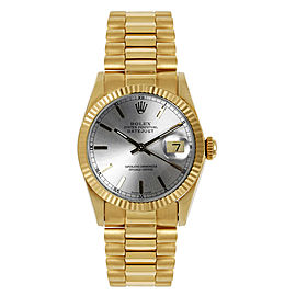 Rolex Women's President Midsize Fluted Silver Index Dial