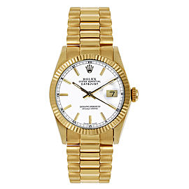 Rolex Women's President Midsize Fluted White Index Dial