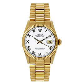 Rolex Women's President Midsize Fluted White Roman Dial