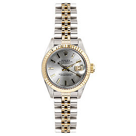 Rolex Women's Datejust Two Tone Fluted Silver Index Dial