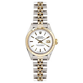 Rolex Women's Datejust Two Tone Fluted White Index Dial